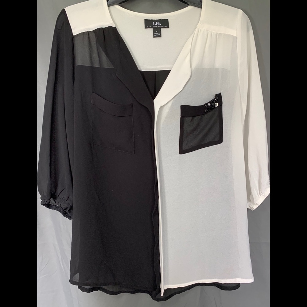 Sheer Blouse- JUNIORS Black and White